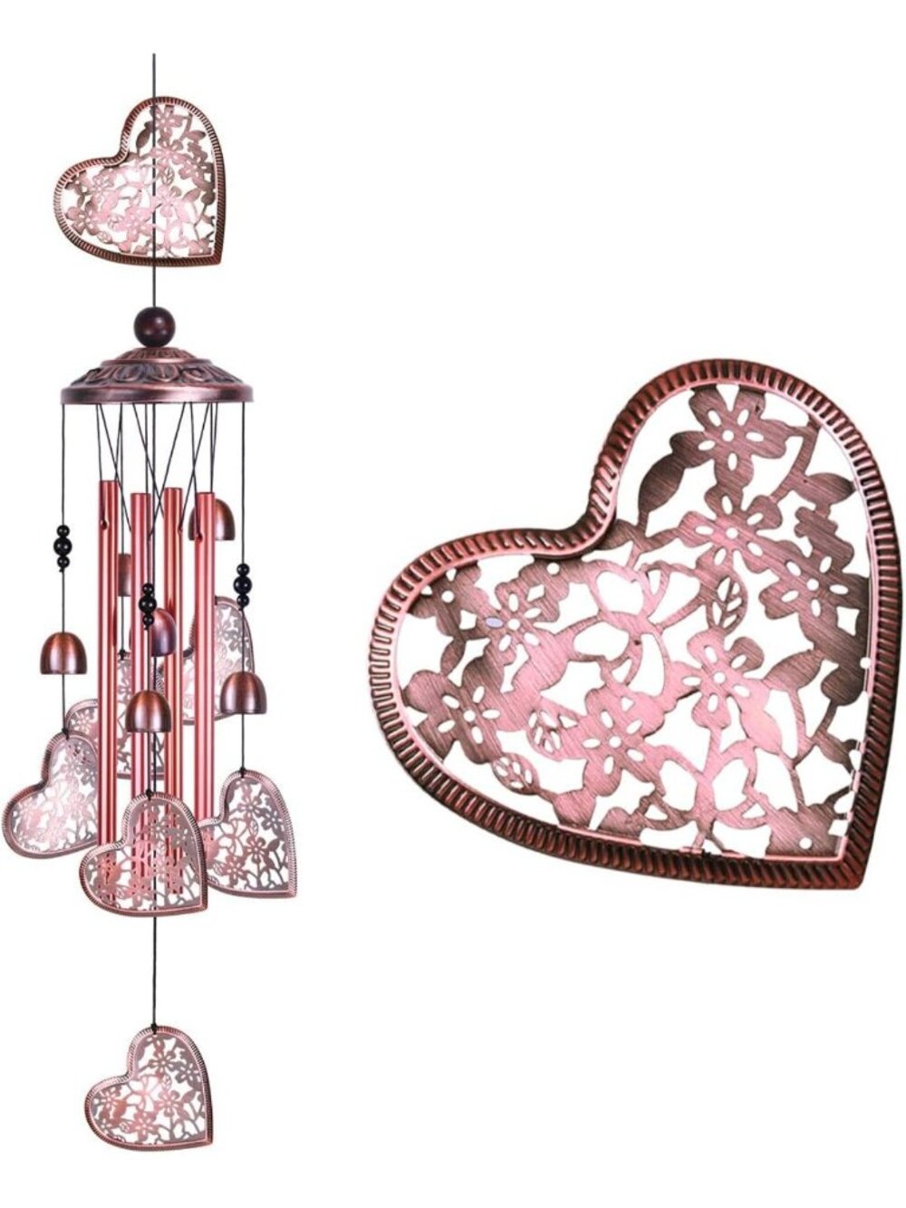 Handmade Heart Wind Chimes | Musical Mobile Decor for Home & Garden | Perfect